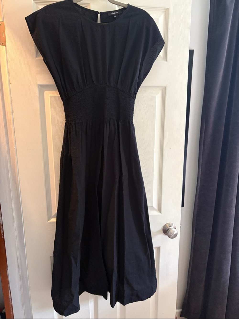 Madewell Black Smocked-Waist Maxi Dress